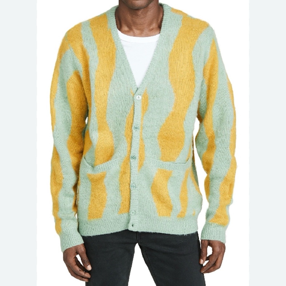 Obey Men's Cardigan in Green and Yellow